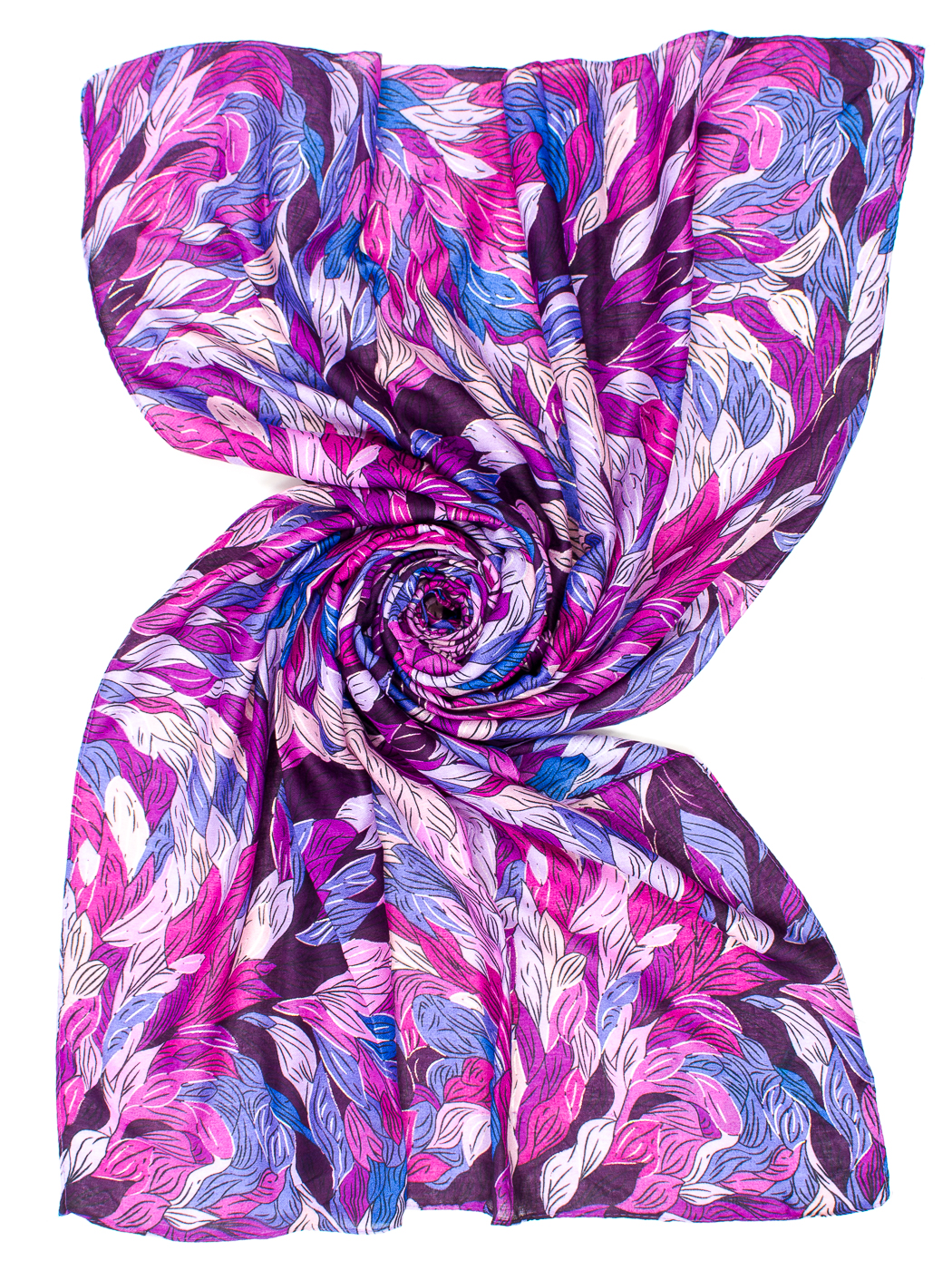 STOLA STAMPA LEAVES, 75X185 - PURPLE